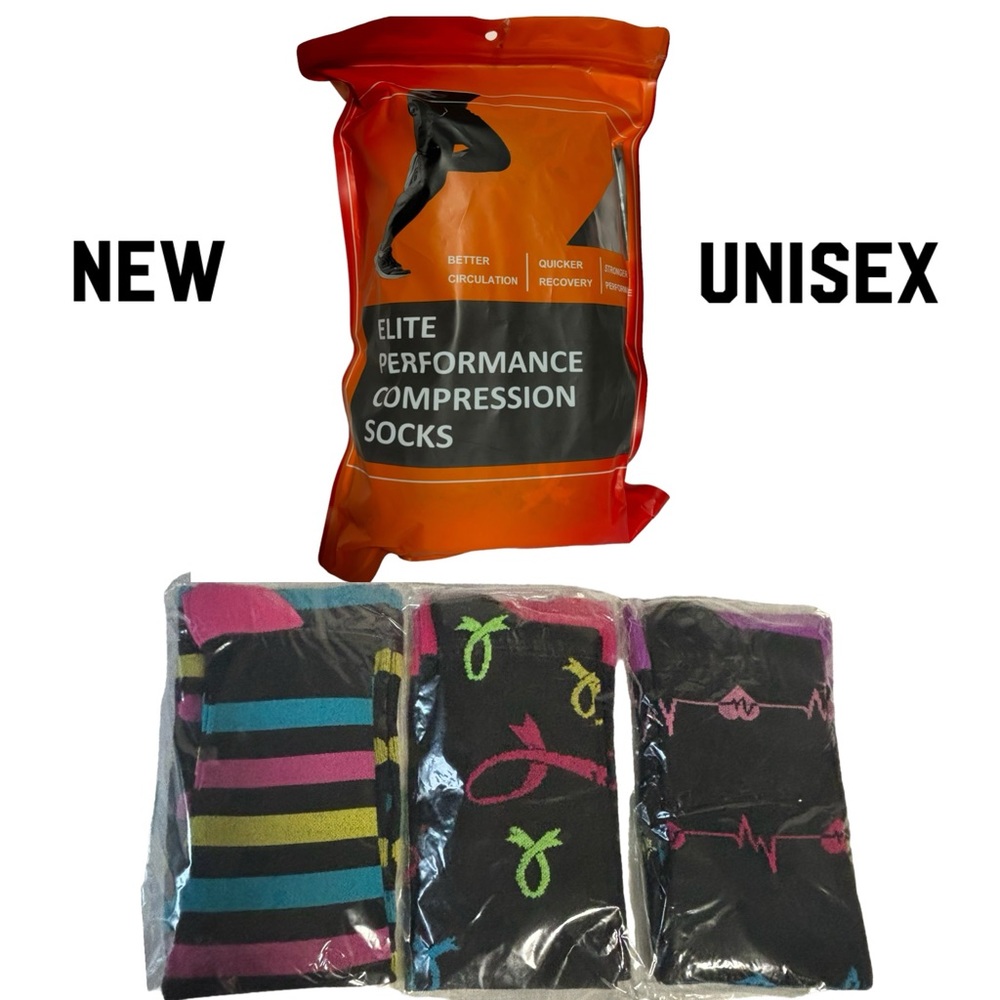 Unisex ELITE Performance compression Socks LG/XL 3 pr graphic men or women NWOT